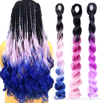 Goddess Pre Stretched 24 Inch Wavy Curl Jumbo Braiding Crochet Hair Bulks Sea Body Deep Wave Crochet Hair Braids Extensions